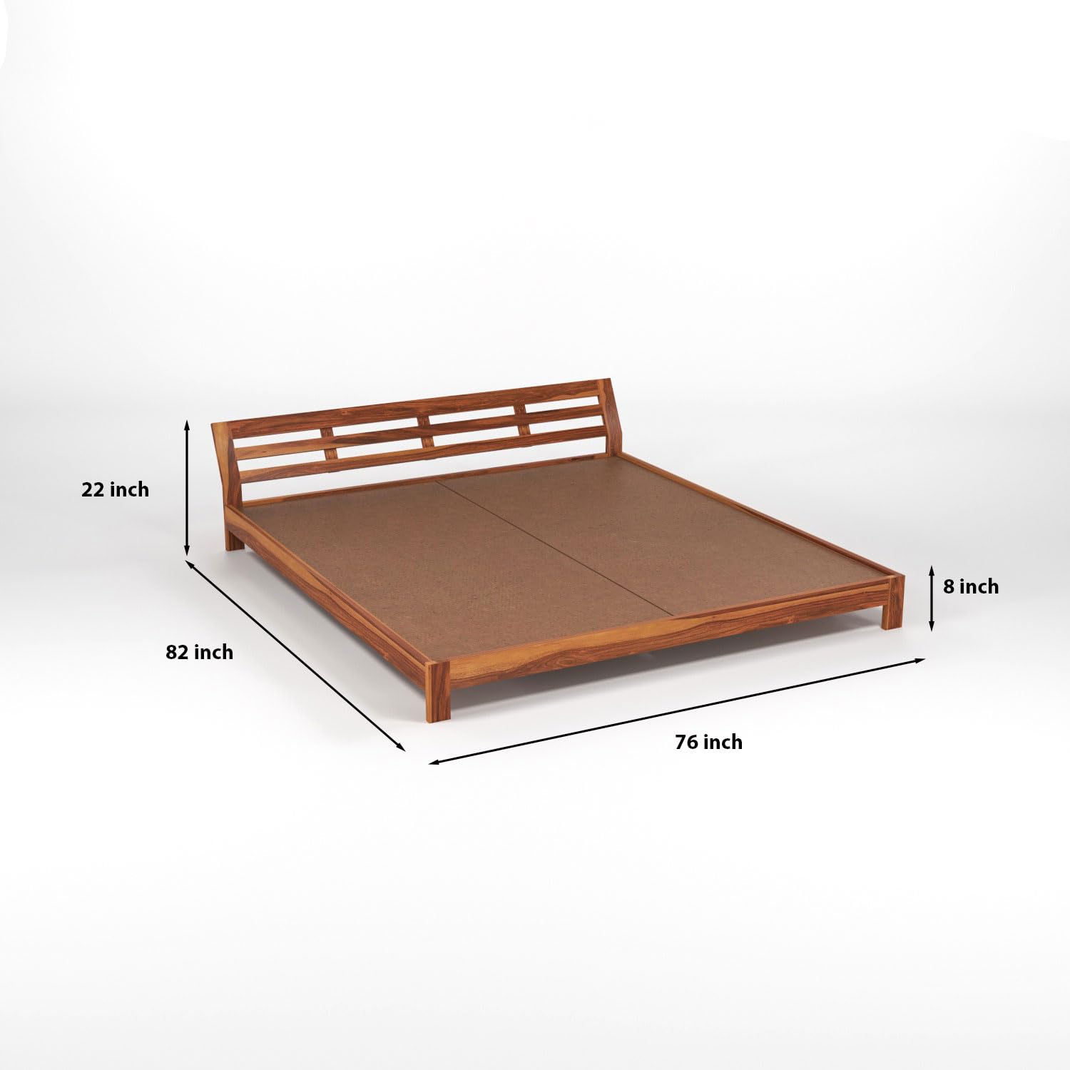 Luvon Solid Sheesham Wood King Size Bed Without Storage for Bedroom - Image 7