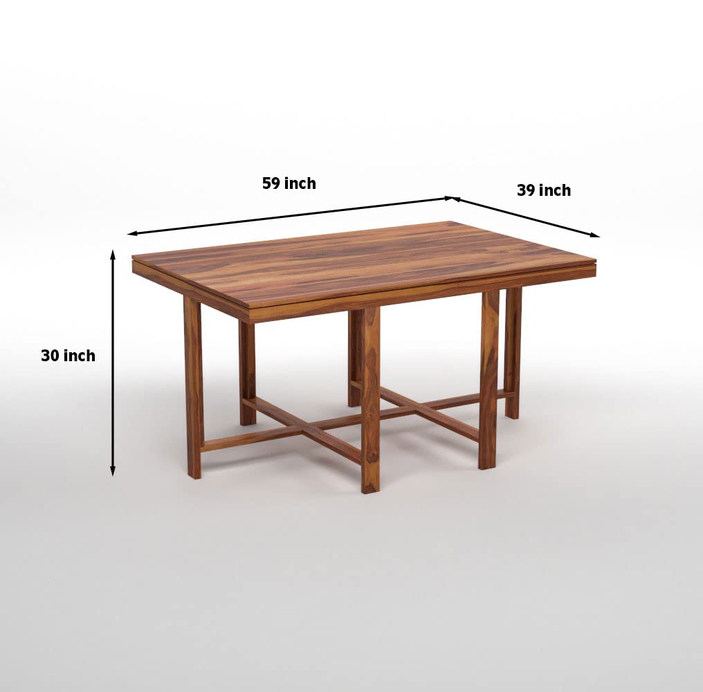 Ruvia Solid Sheesham Wood Space Saving Dining Table 6 Seater | Six Seater Dinning Table - Image 9