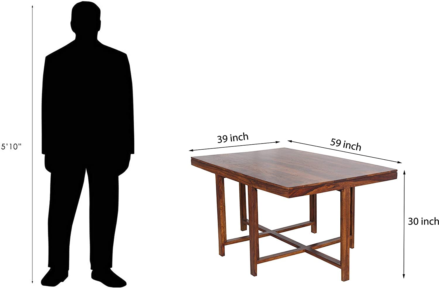 Ruvia Solid Sheesham Wood Space Saving Dining Table 6 Seater | Six Seater Dinning Table - Image 8