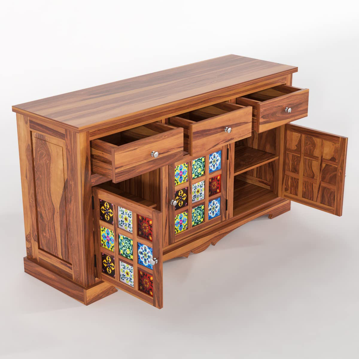 Zenvy Sheesham Wood Sideboard and Cabinets - Image 5