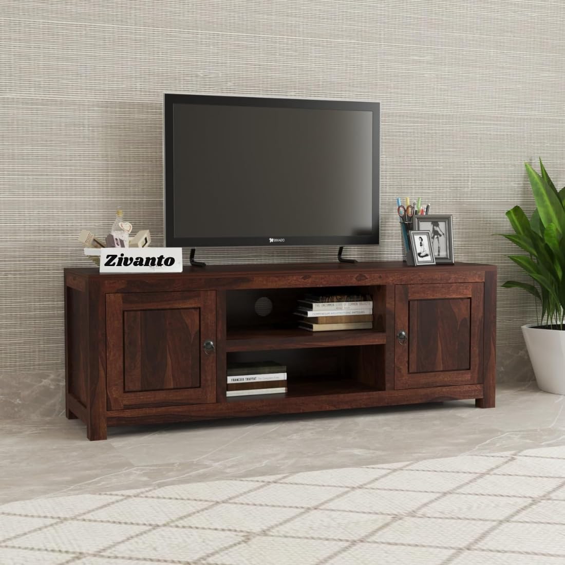 Omira Solid Sheesham Wood Entertainment TV Unit