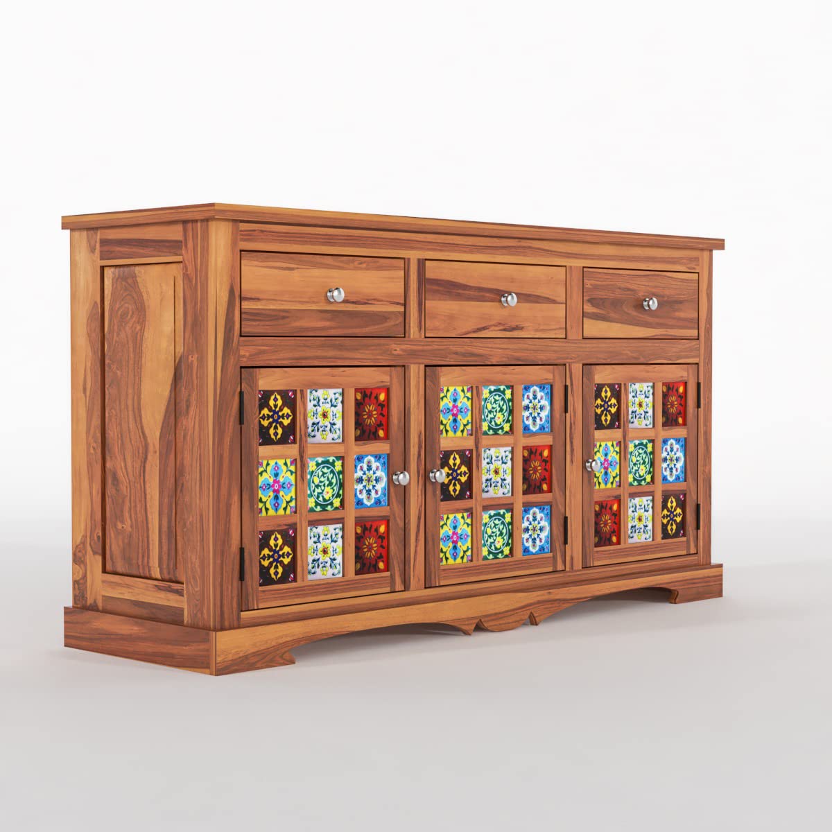 Zenvy Sheesham Wood Sideboard and Cabinets - Image 4
